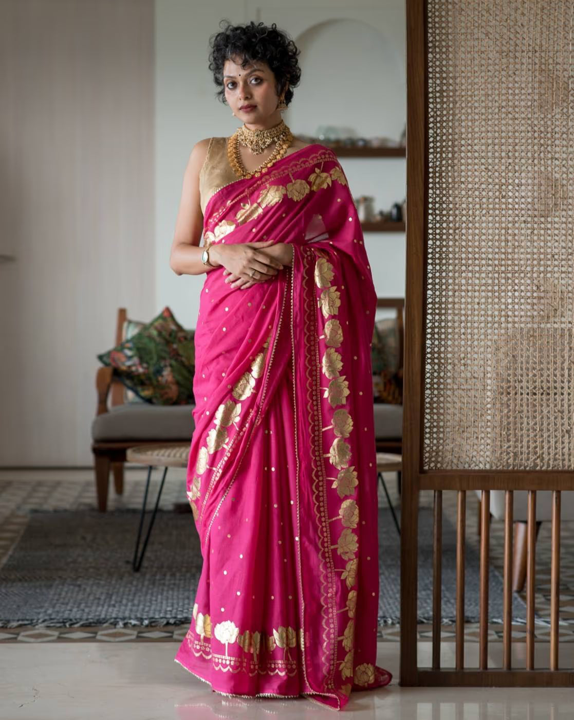 Floral Print Cotton Saree