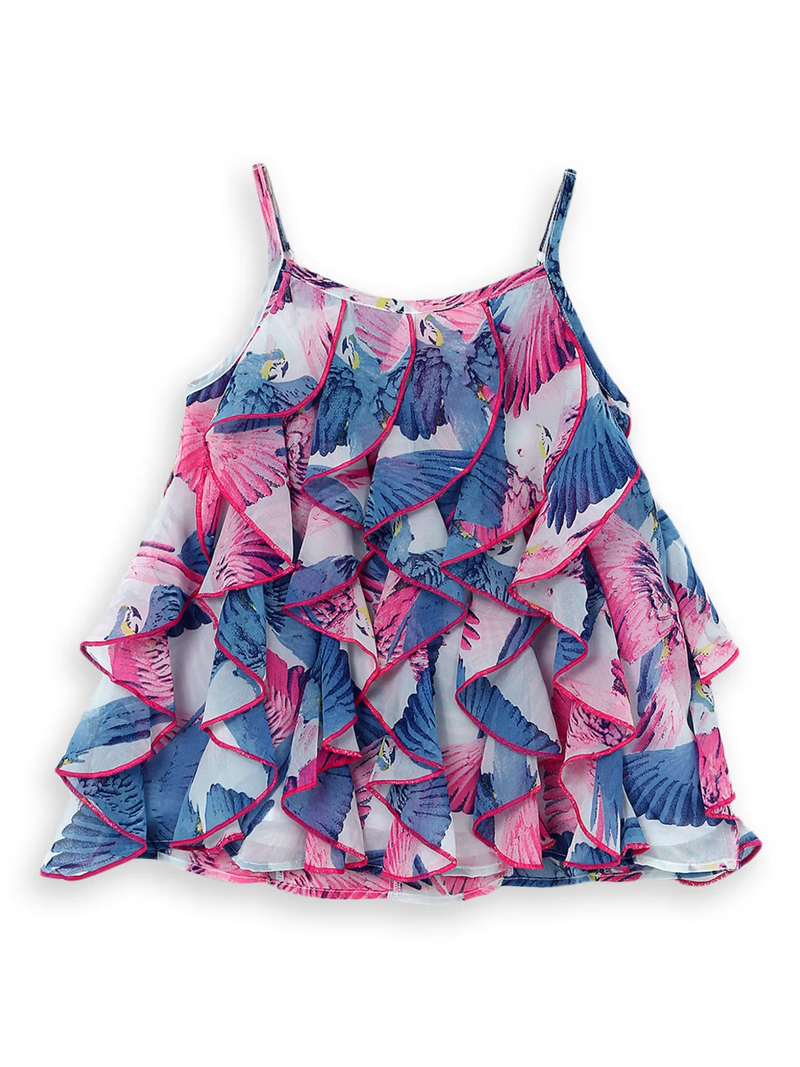 Affordable Girls Printed Top with Ruffles