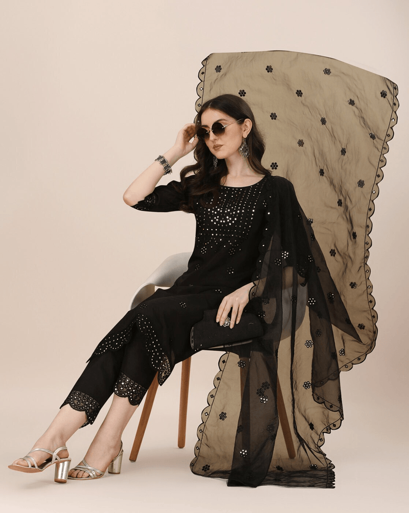 Chanderi Kurta Set with Organza Dupatta