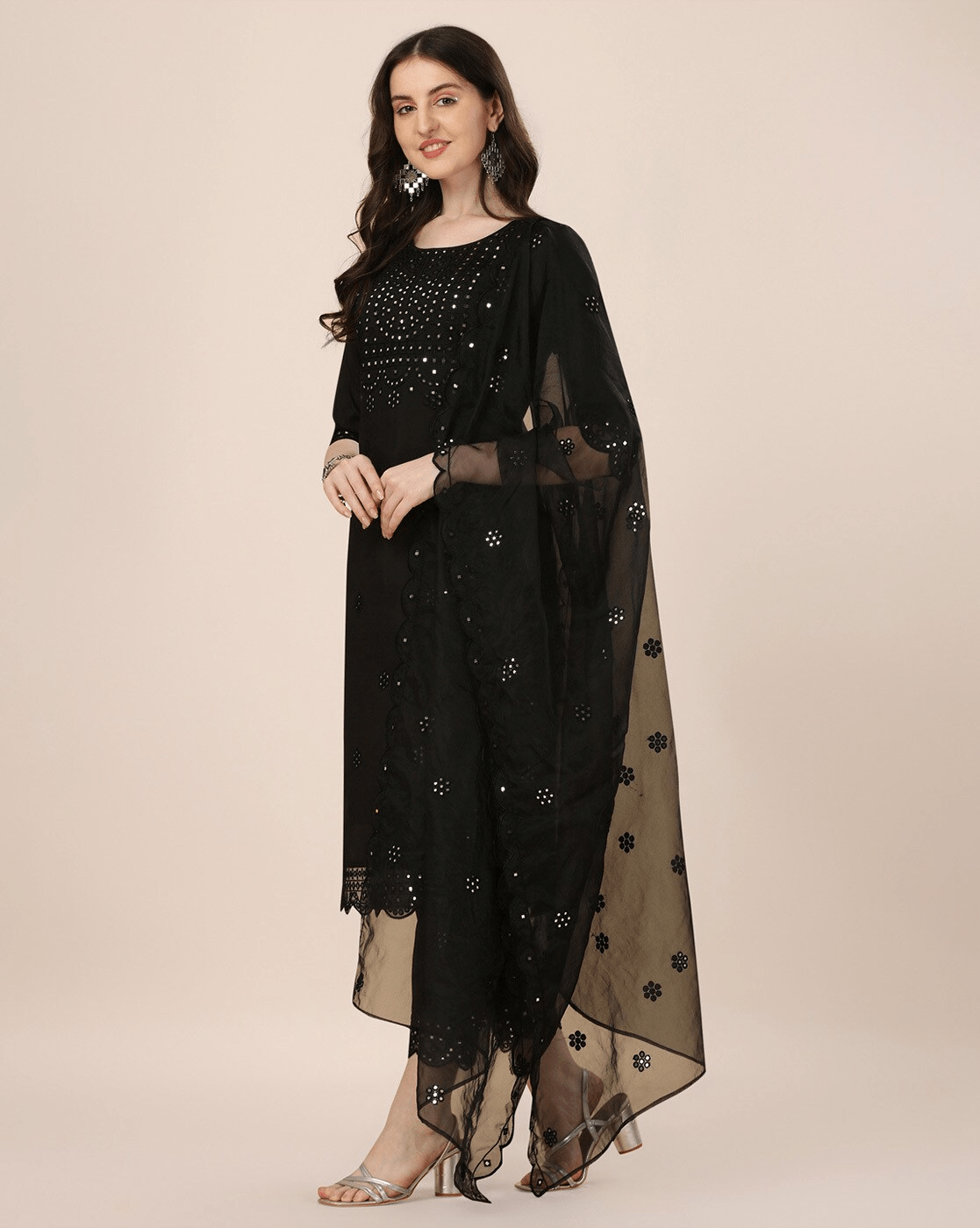 Chanderi Kurta Set with Organza Dupatta