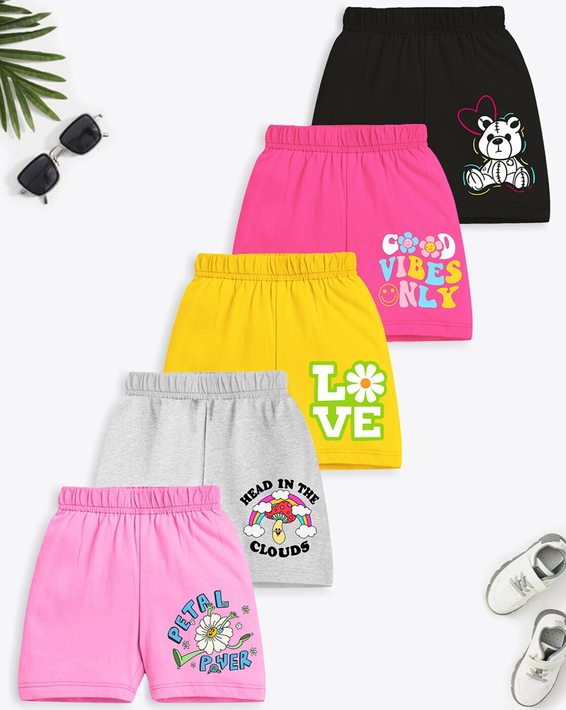 AROMIE Girls Printed Shorts Pack - Cute & Colorful Style