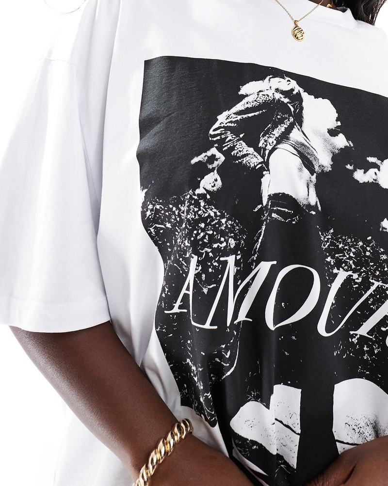 AROMIE Graphic Print Oversized T-Shirt Women Plus Size