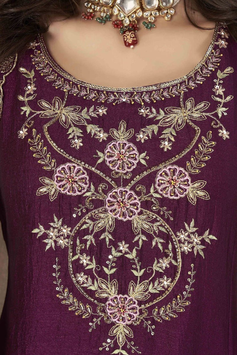 Aromie Pink Gold Anarkali Kurta Set for Women