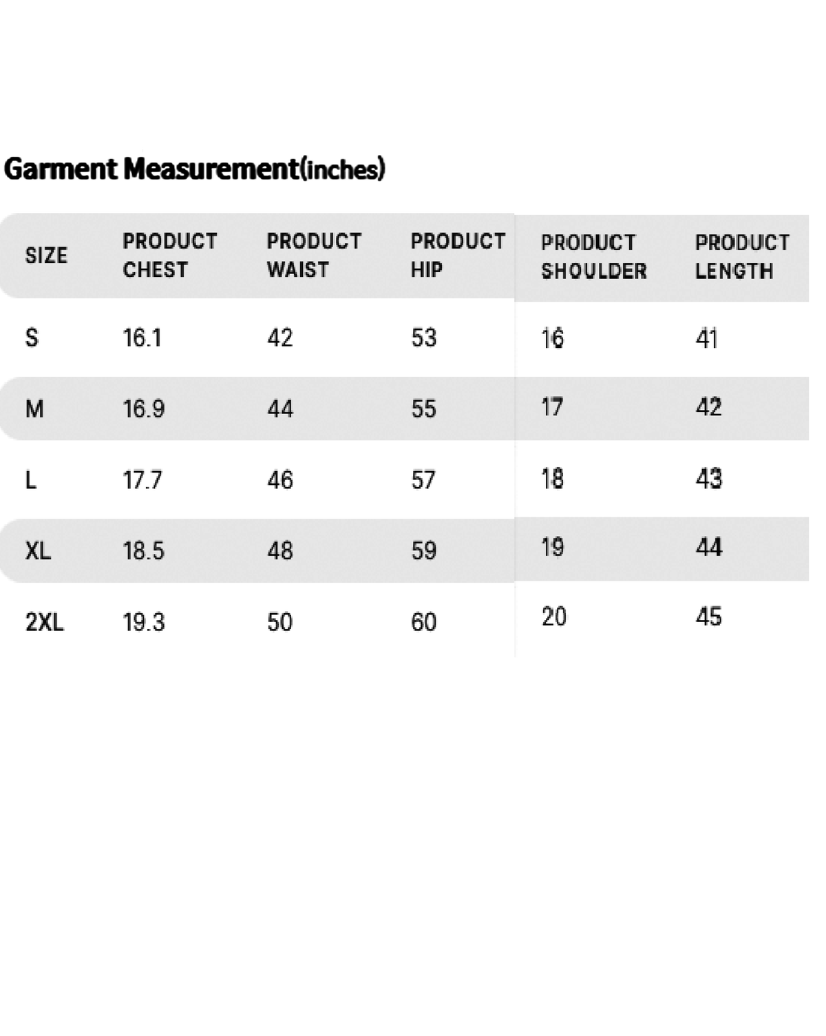 men's black kurta pajama nehru jacket set size chart showing garment measurements in inches for S M L XL 2XL