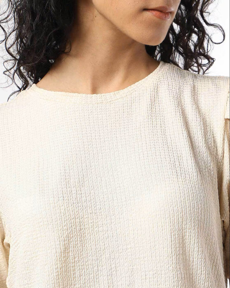 Aromie Seersucker Puff Sleeve Top for Women
