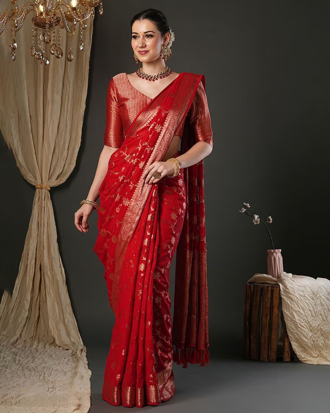 Elegant silk blend pink saree Canada with intricate designs, perfect for festive occasions