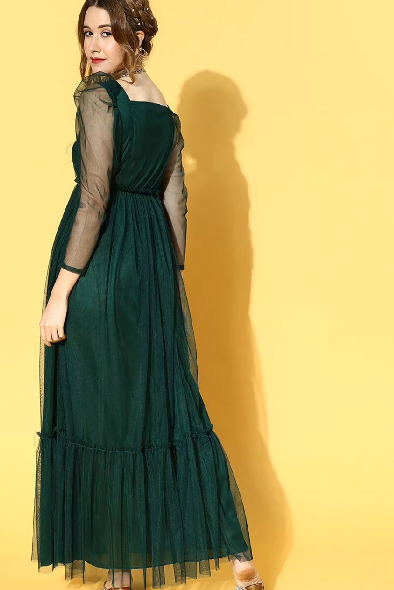 Square Neck Fit and Flare Dress for Women