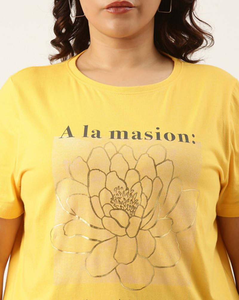 Typographic Printed Women T-Shirt - Plus Size