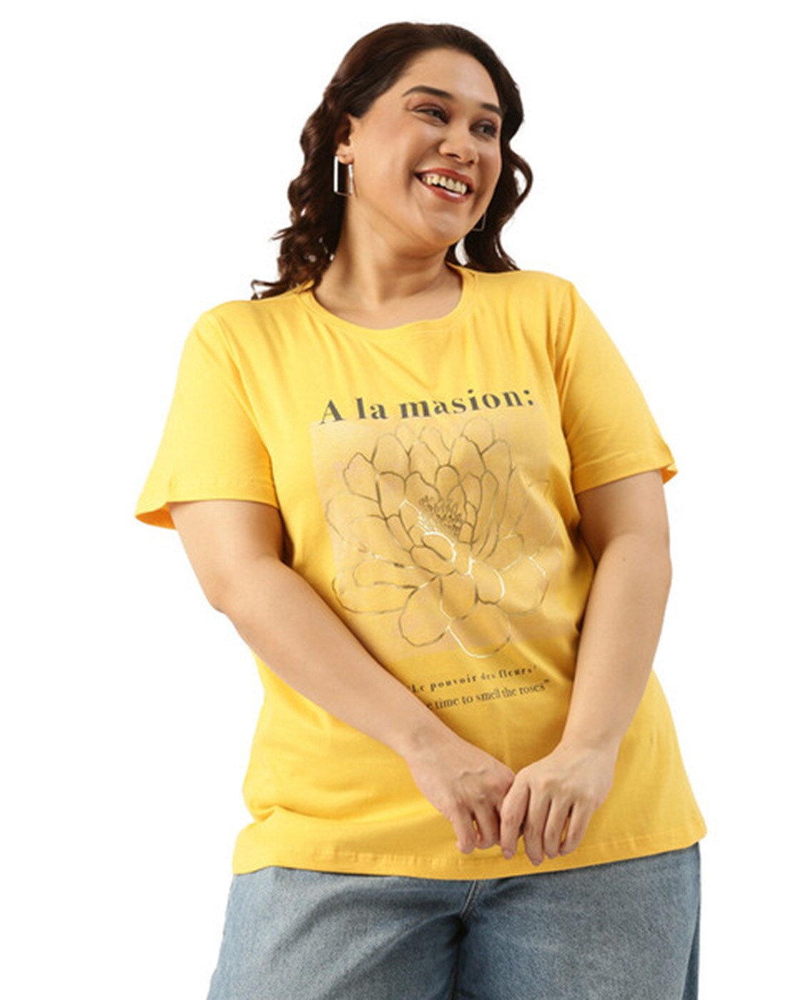 Typographic Printed Women T-Shirt - Plus Size