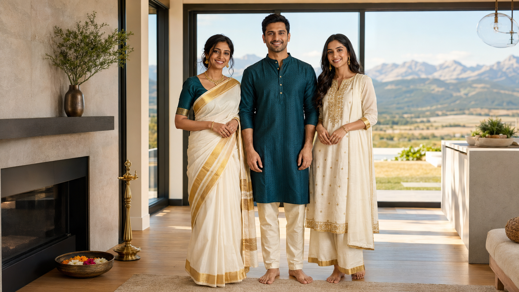 Onam Outfits in Alberta: Kasavu Sarees, Mundu and Family Styles AROMIE