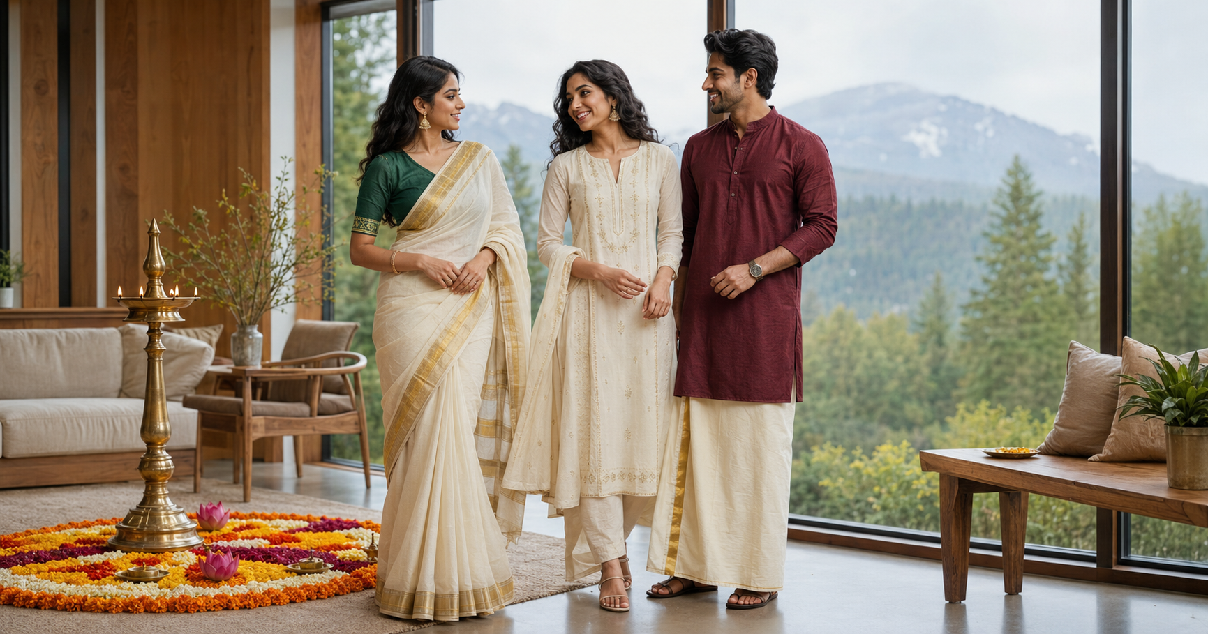 Onam Outfits in British Columbia: Kasavu Sarees and Family Styles AROMIE