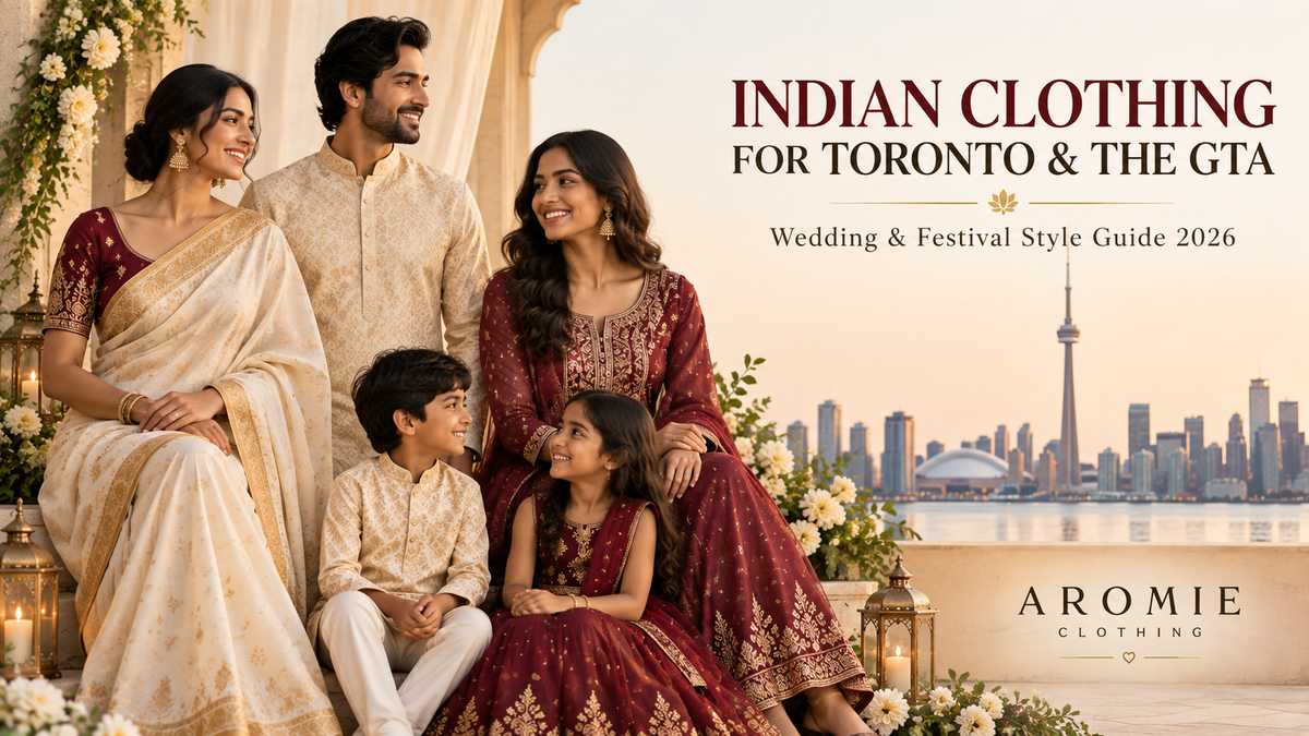 Indian clothing for Toronto and the GTA wedding and festival style guide 2026 by Aromie Clothing