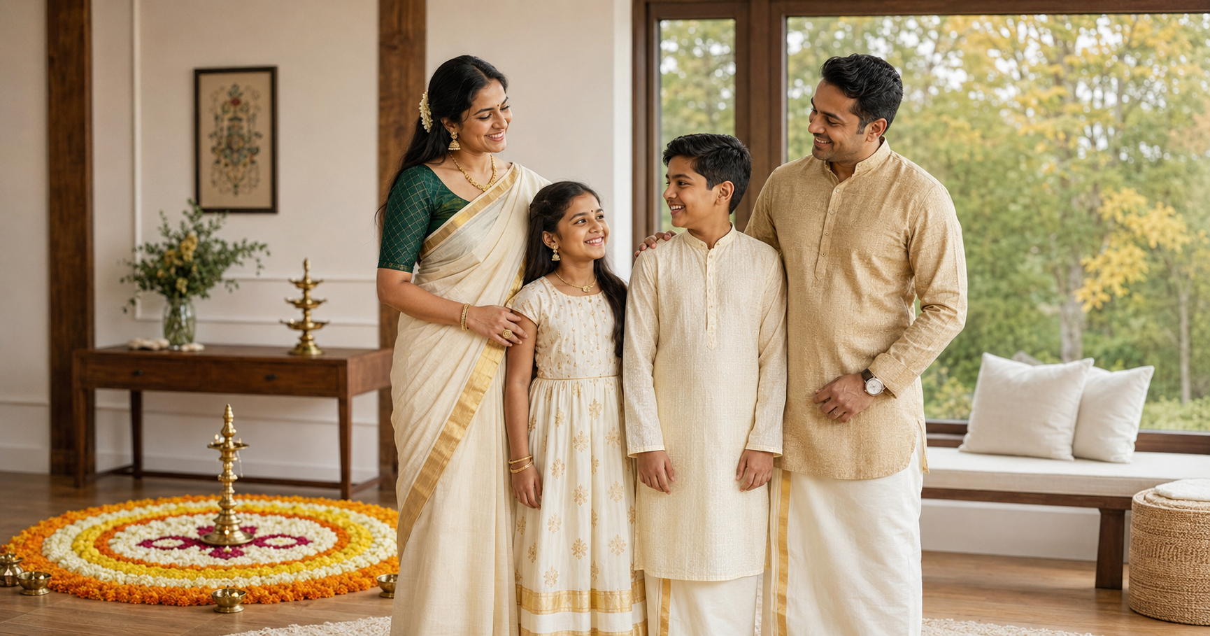 Onam Outfits in Atlantic Canada: Kasavu Sarees, Blouses and Family Styles AROMIE
