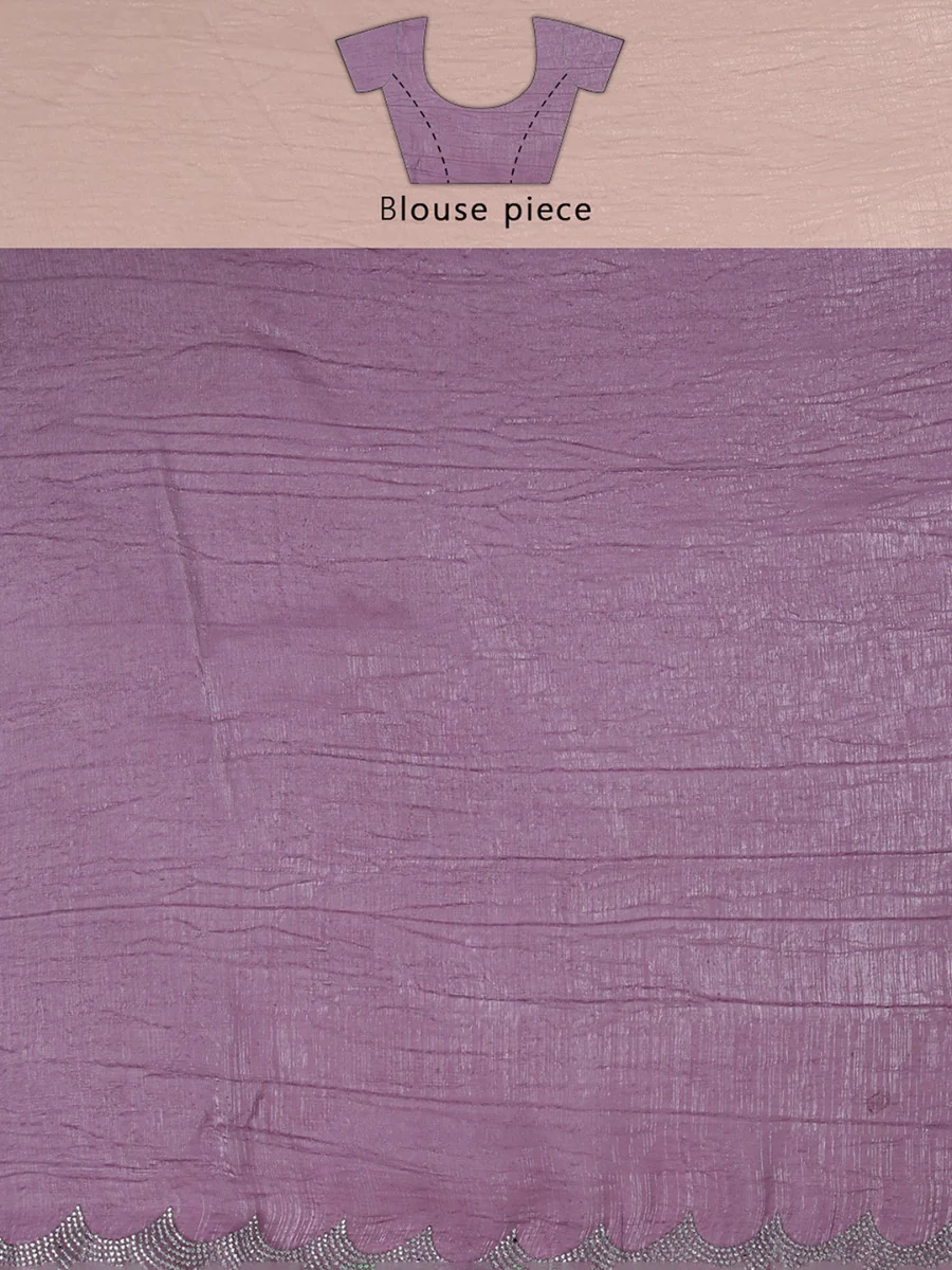 Shimmer Chiffon Dusty Grape Saree with Mini Stone Work