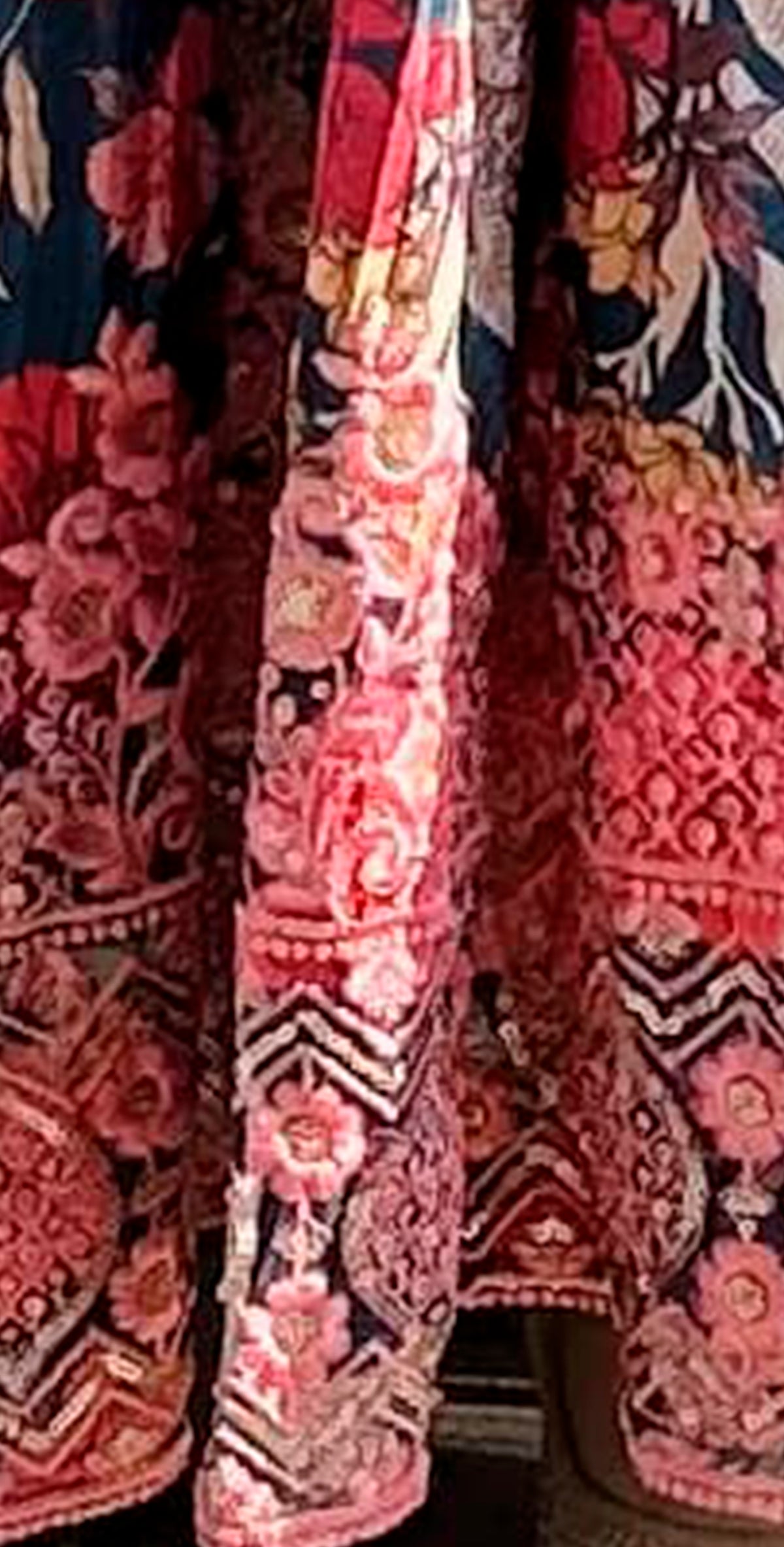 Silk blend printed ethnic party gown