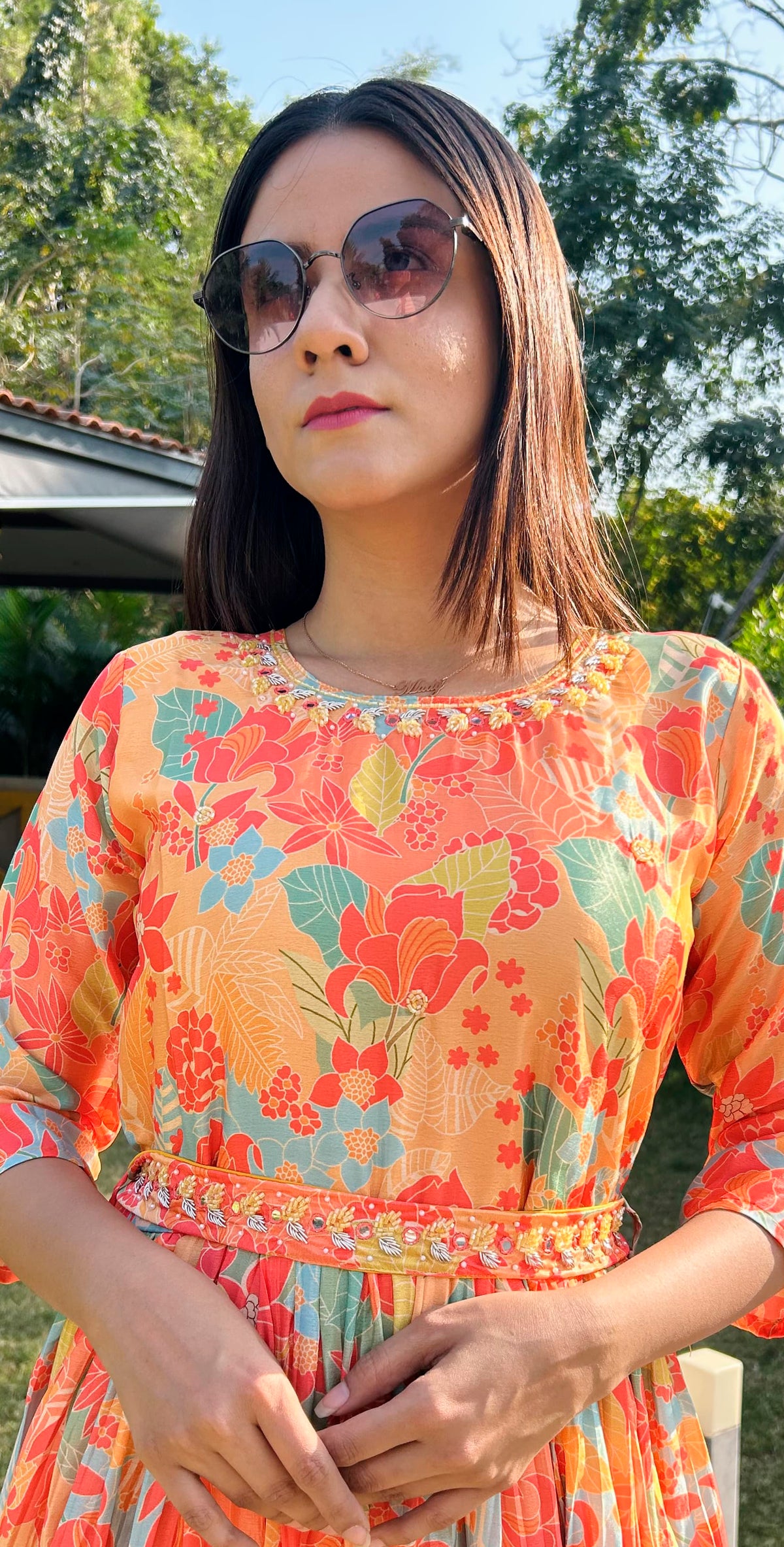 Silk blend ethnic party gown