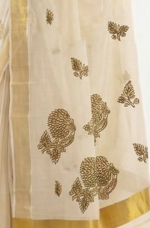 Set Saree with Kasavu Border