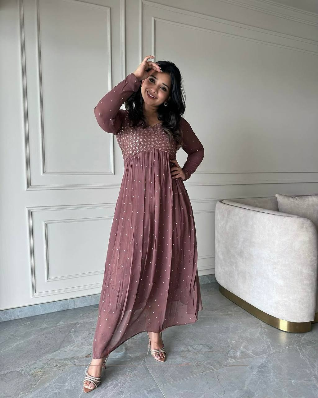 Heavy Faux Georgette Embroidered Suit Set with Dupatta