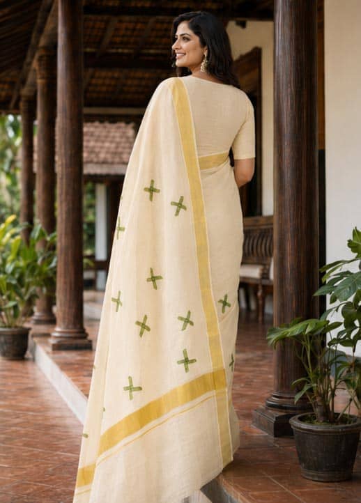 Cross Motif Pattern Set Saree