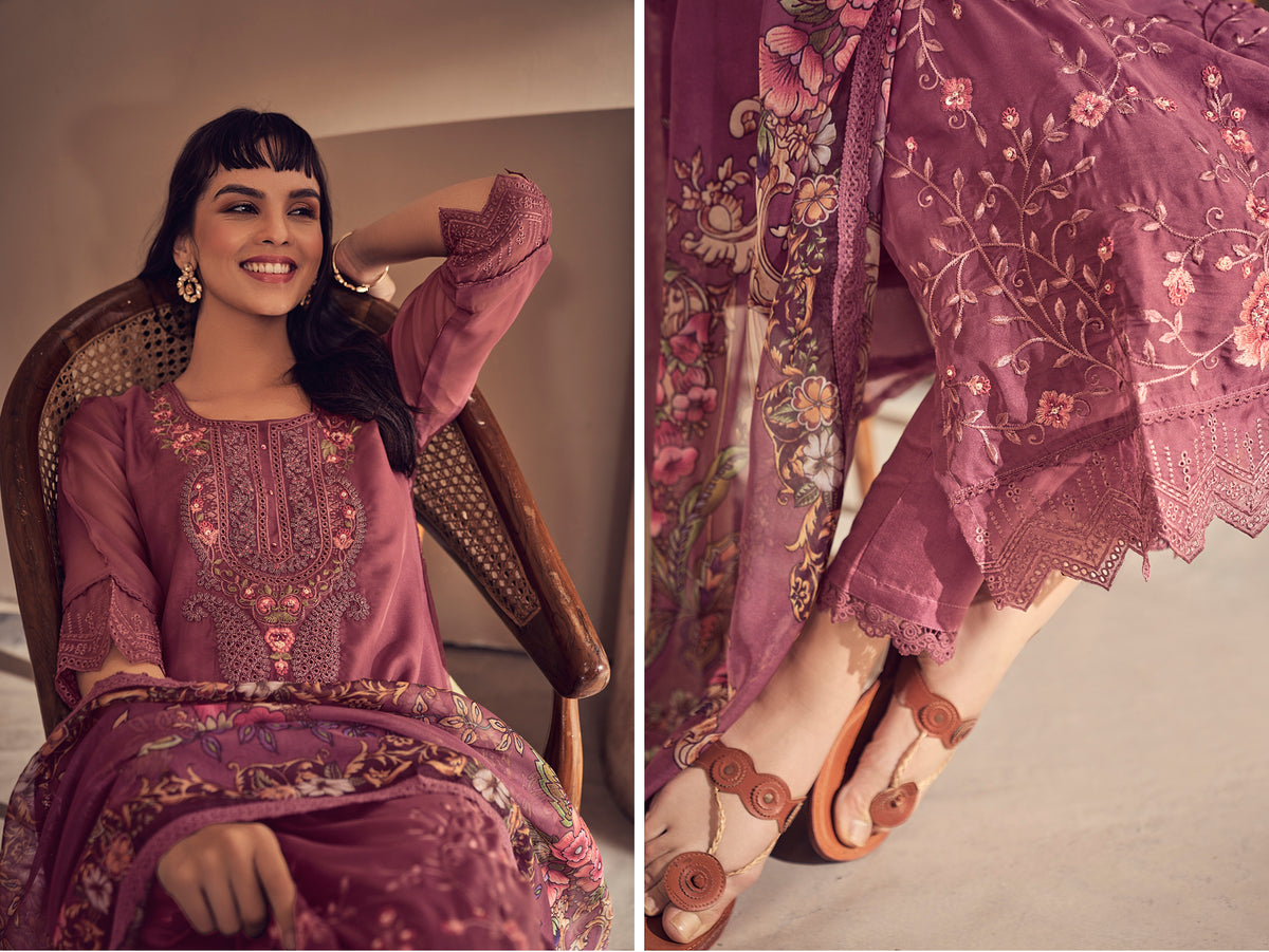 embroidered organza kurta sets