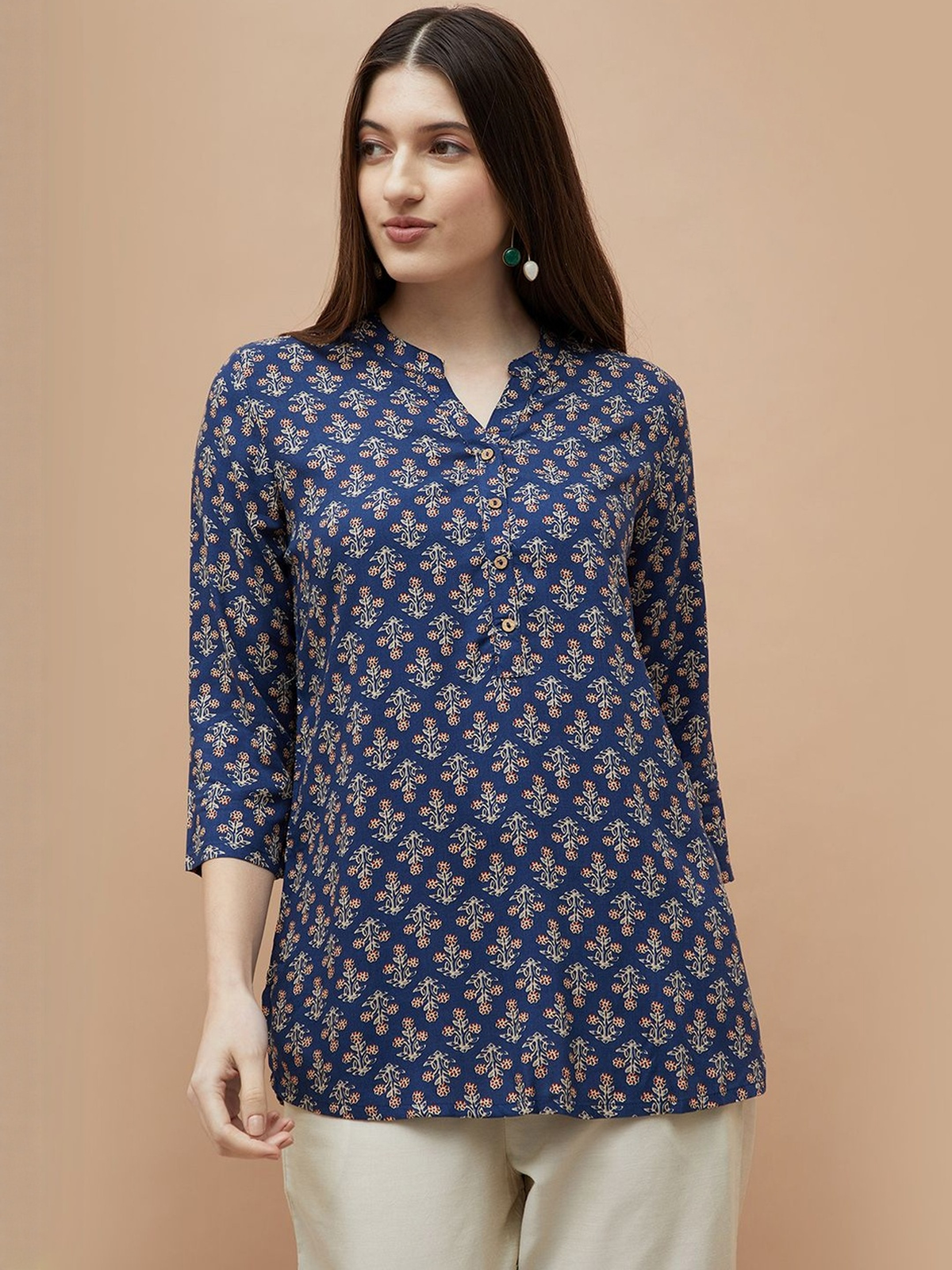 Women’s Violet & Maroon Floral Print Rayon Kurti AROMIE.STORE