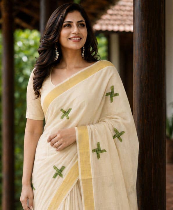 Cross Motif Pattern Set Saree