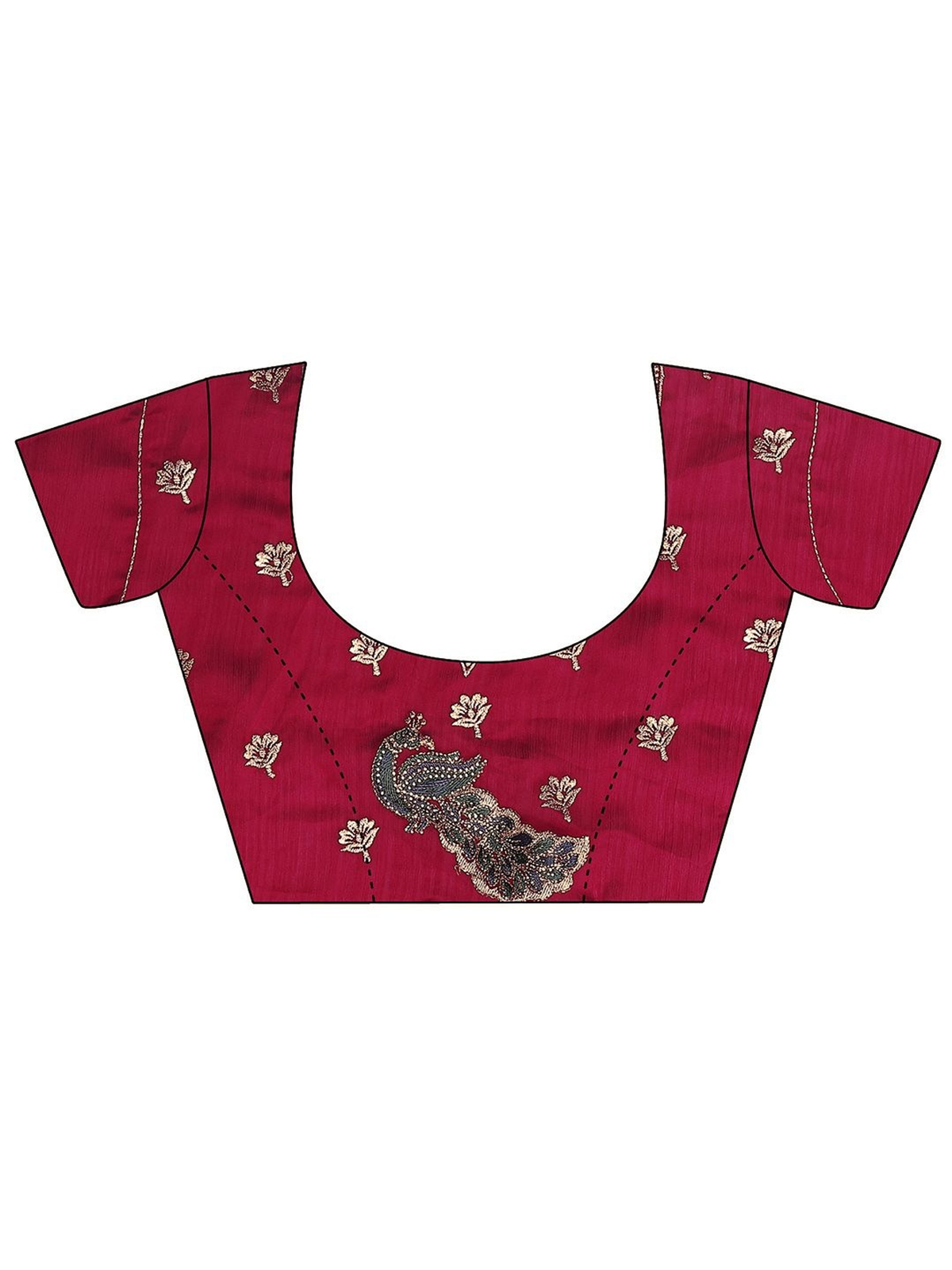 Red Chiffon Saree with Embroidered Border aromie