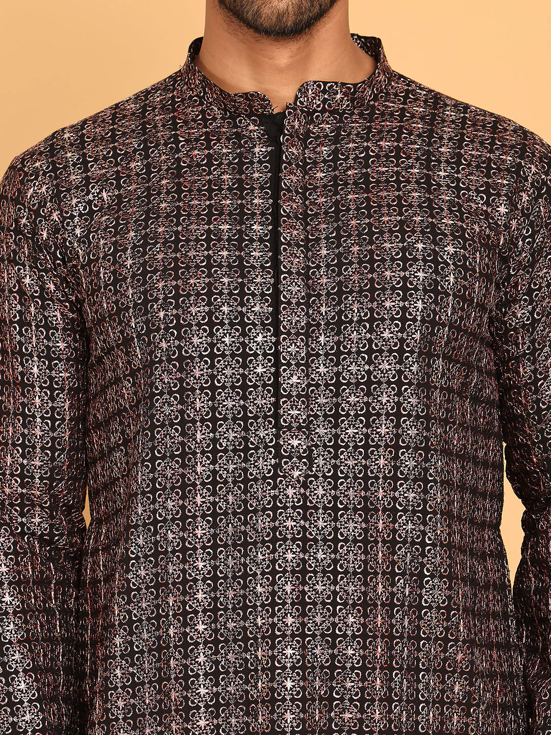 Embroidered and Sequins Viscose Rayon Kurtas For Men