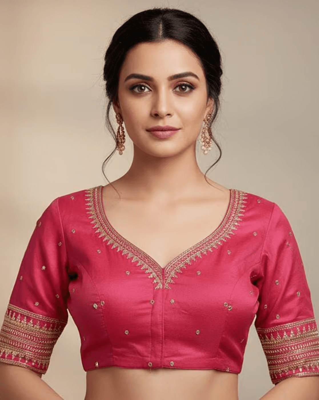 Embroidery Front Open Blouse