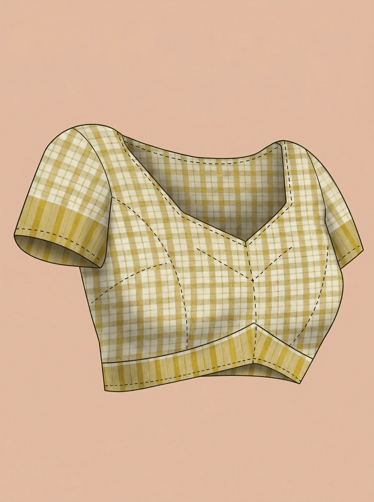 Cream & Yellow Checked Onam Tissue Kasavu Saree