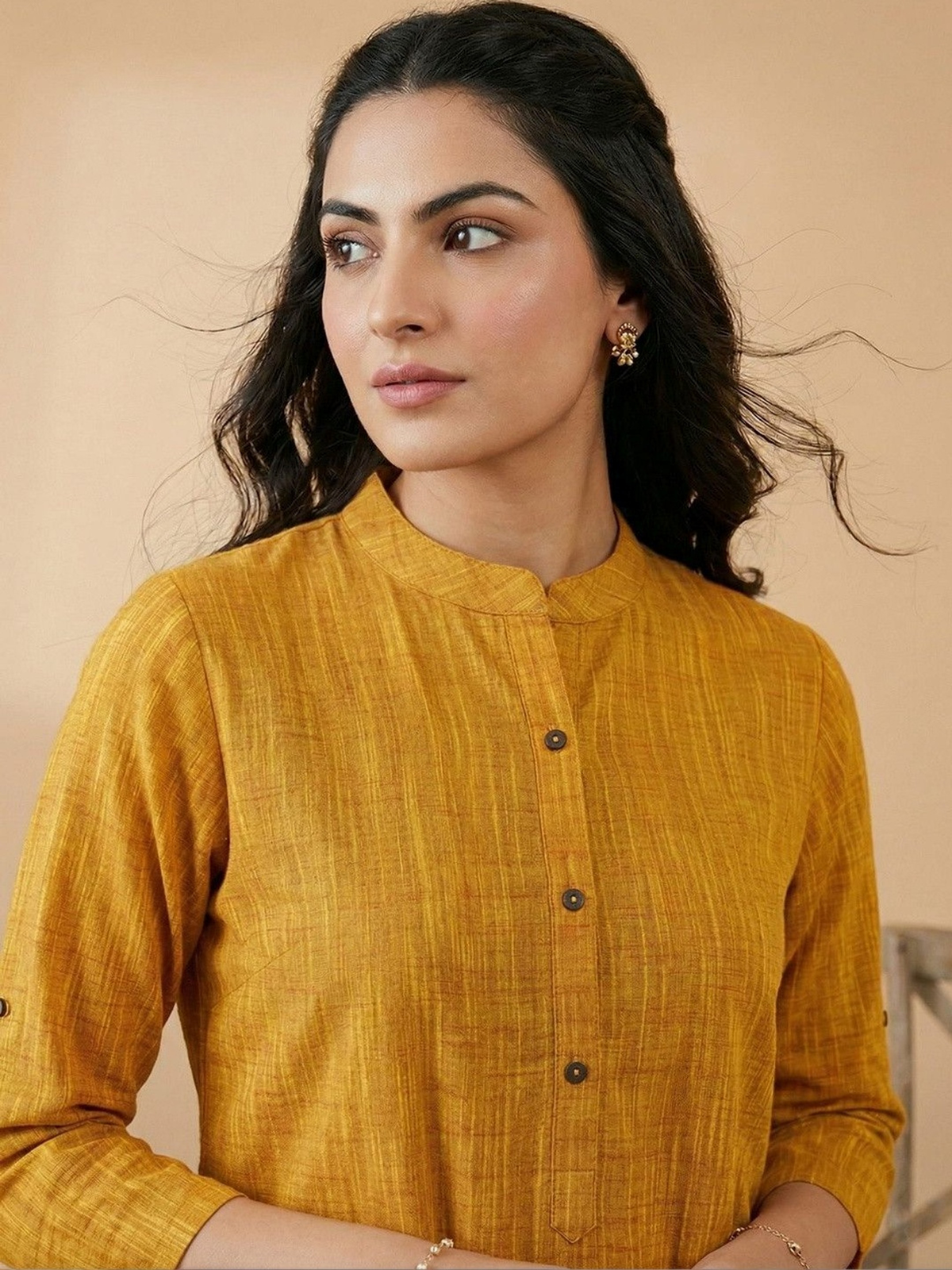 Women’s Mustard Yellow Pure Cotton Kurti AROMIE.STORE