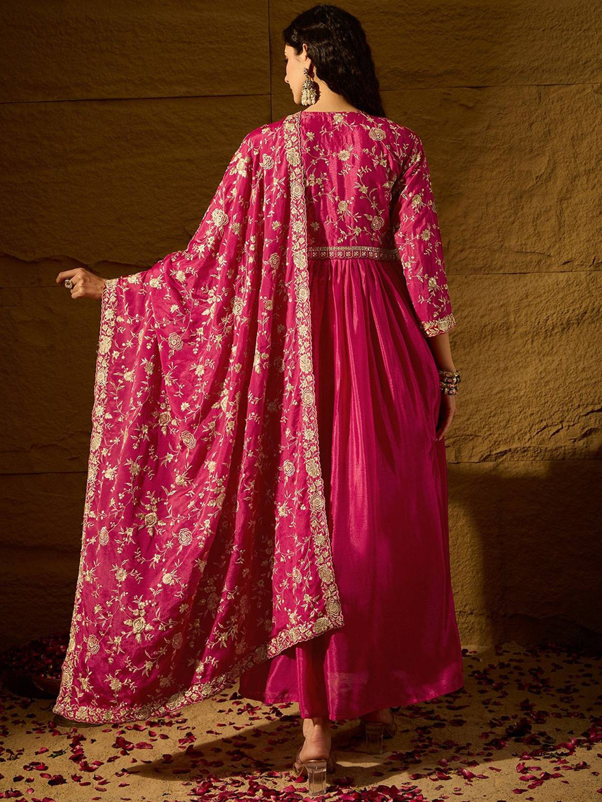 Embroidered Anarkali Ethnic Gown With Dupatta