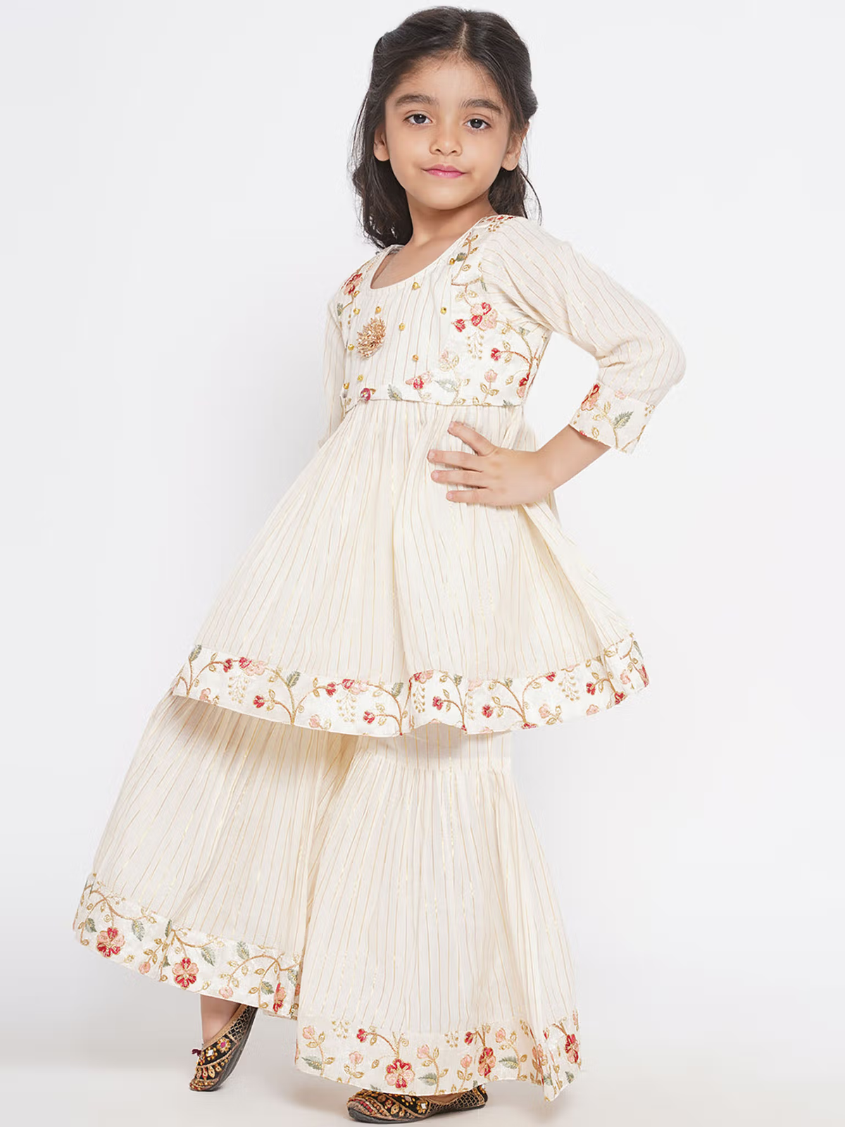 Floral Embroidered Anarkali Kurta Set for Kids