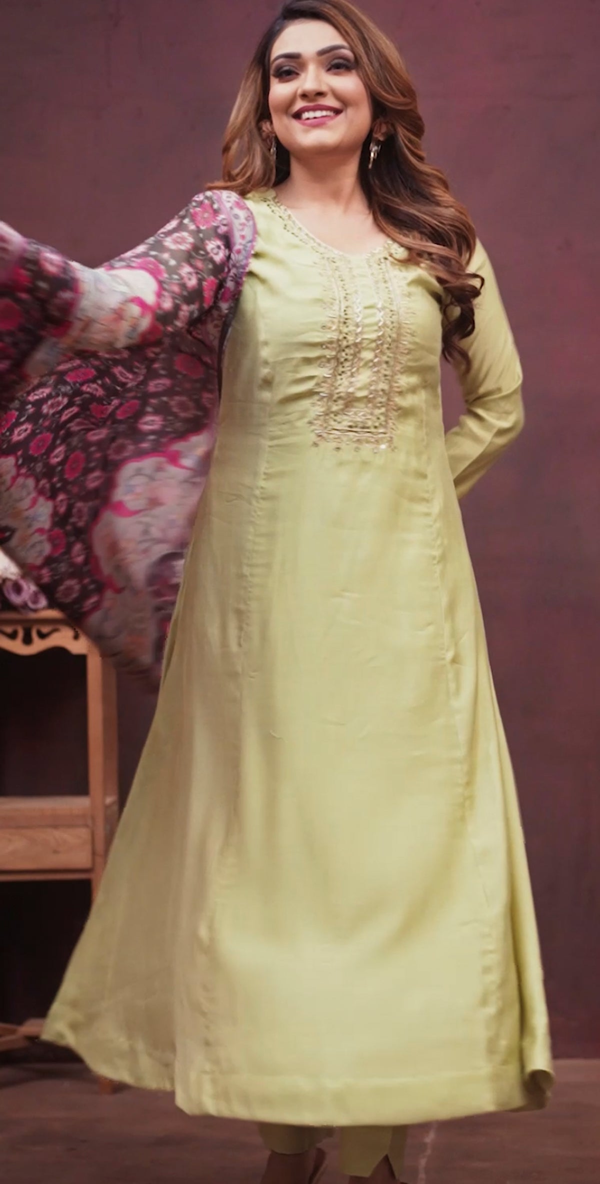 Chanderi embroidered kurta sets