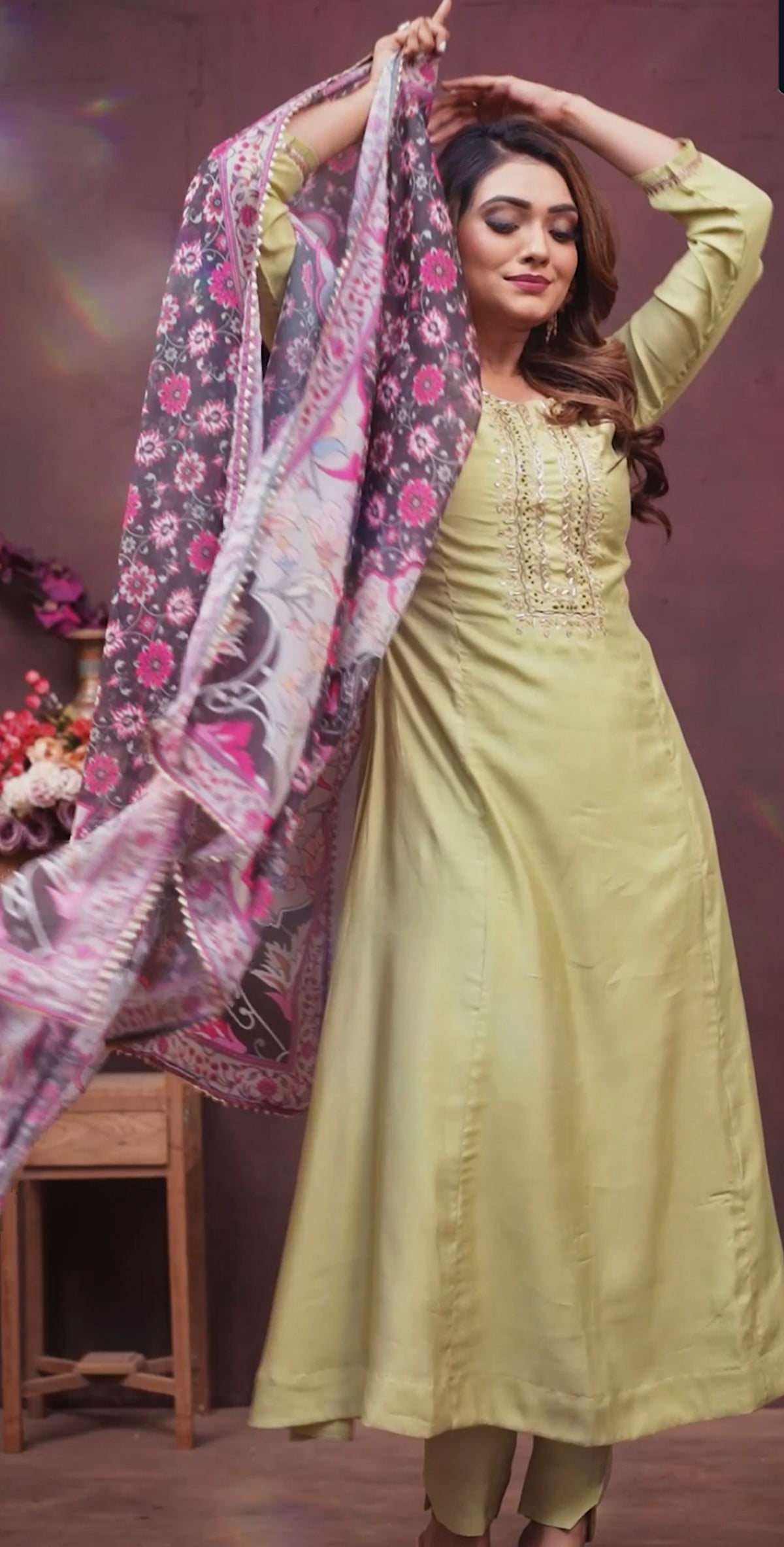 Chanderi embroidered kurta sets
