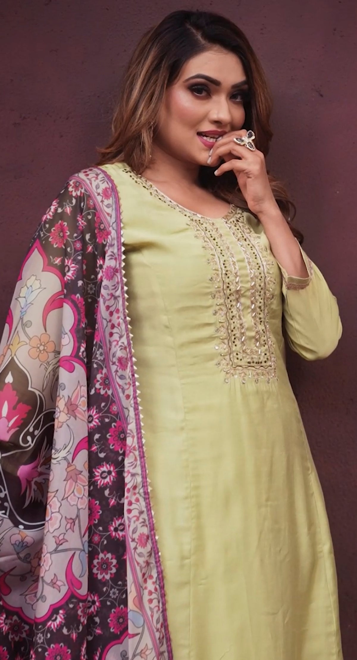 Chanderi embroidered kurta sets