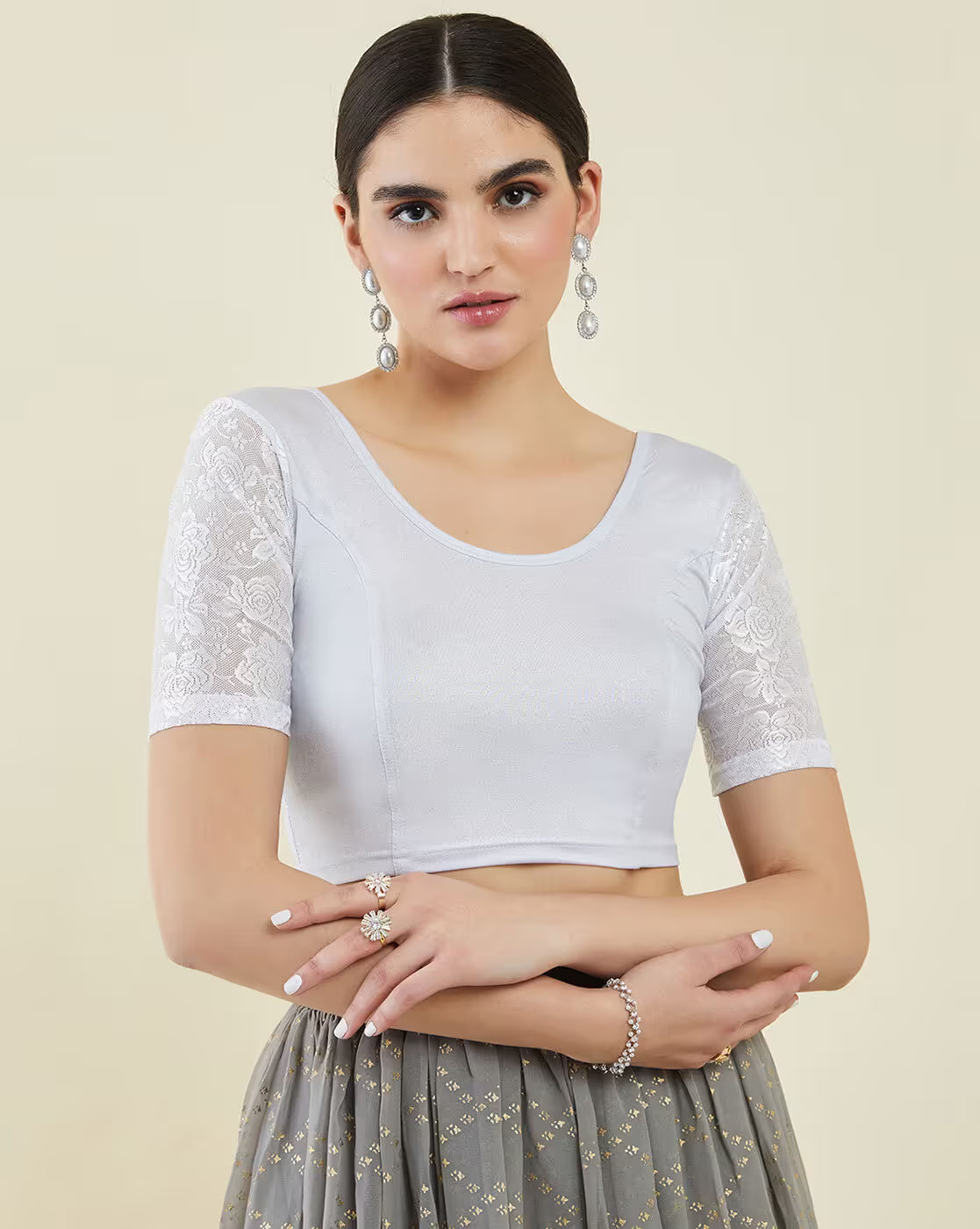 Floral Lace Slip-On Blouse