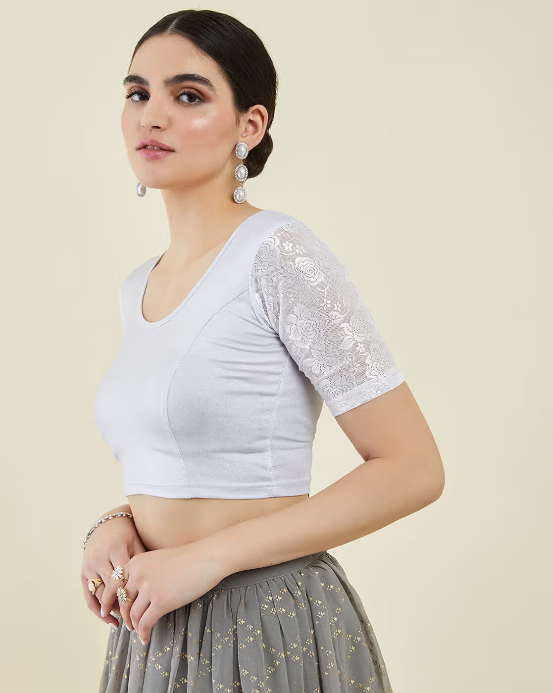 Floral Lace Slip-On Blouse