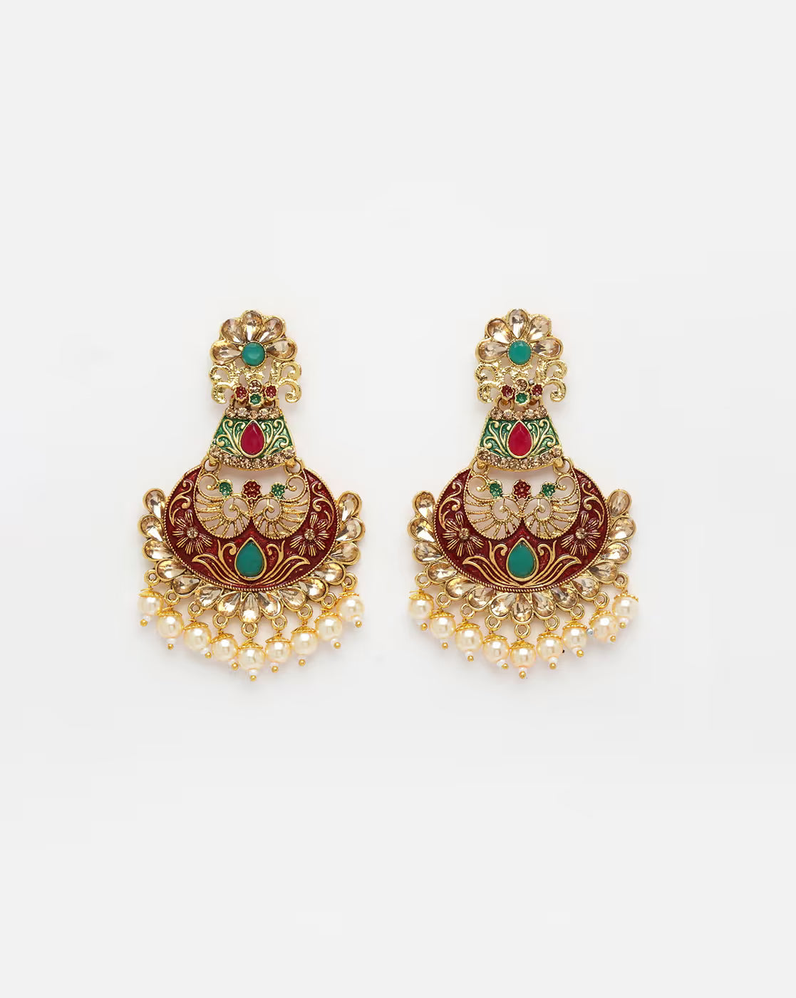 Gold-Plated Floral Mangtika with Earrings