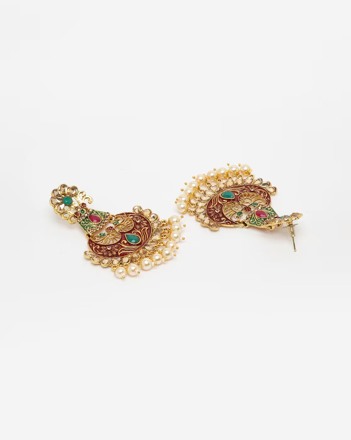Gold-Plated Floral Mangtika with Earrings