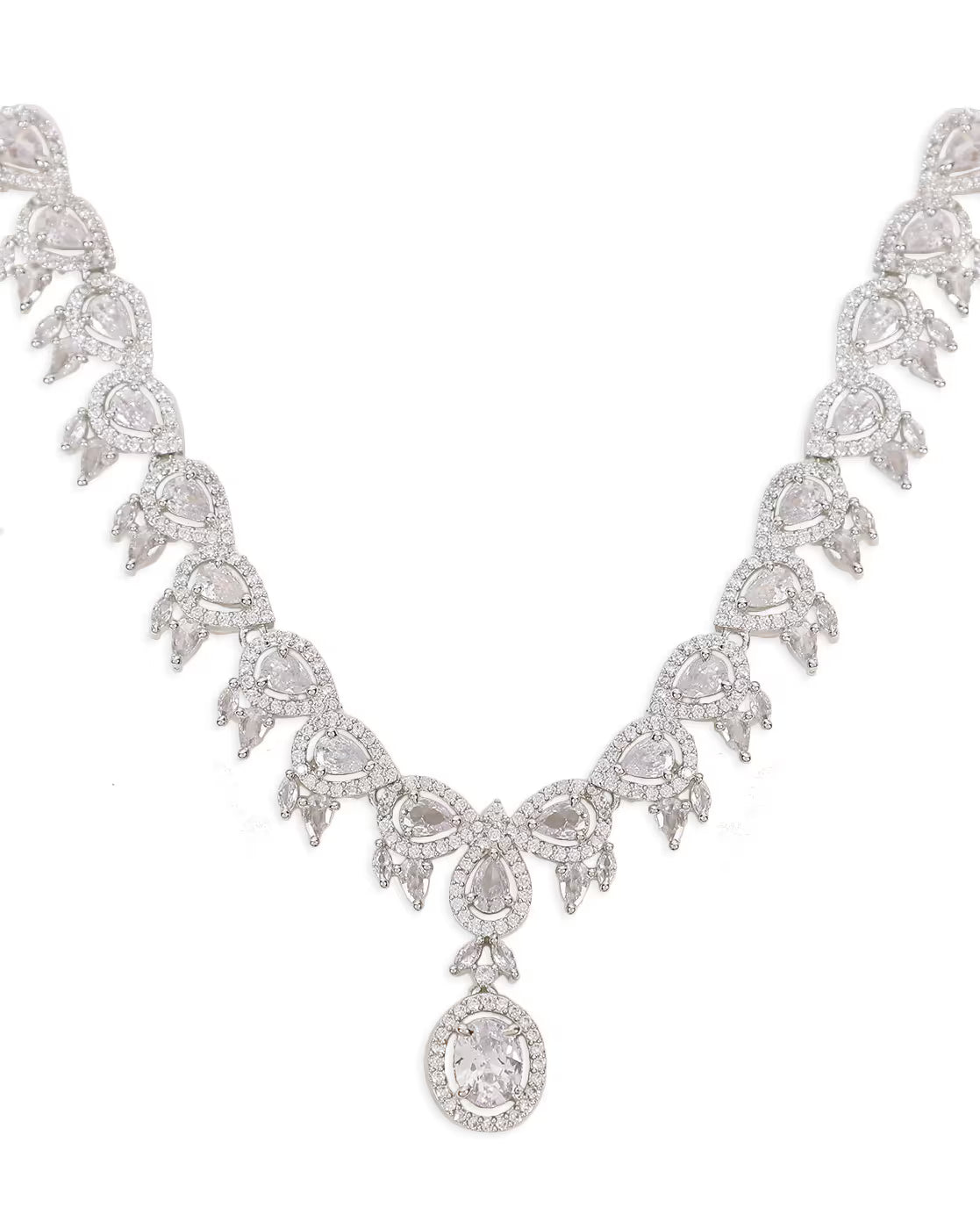Stone-Studded Necklace & Earrings Set | FS