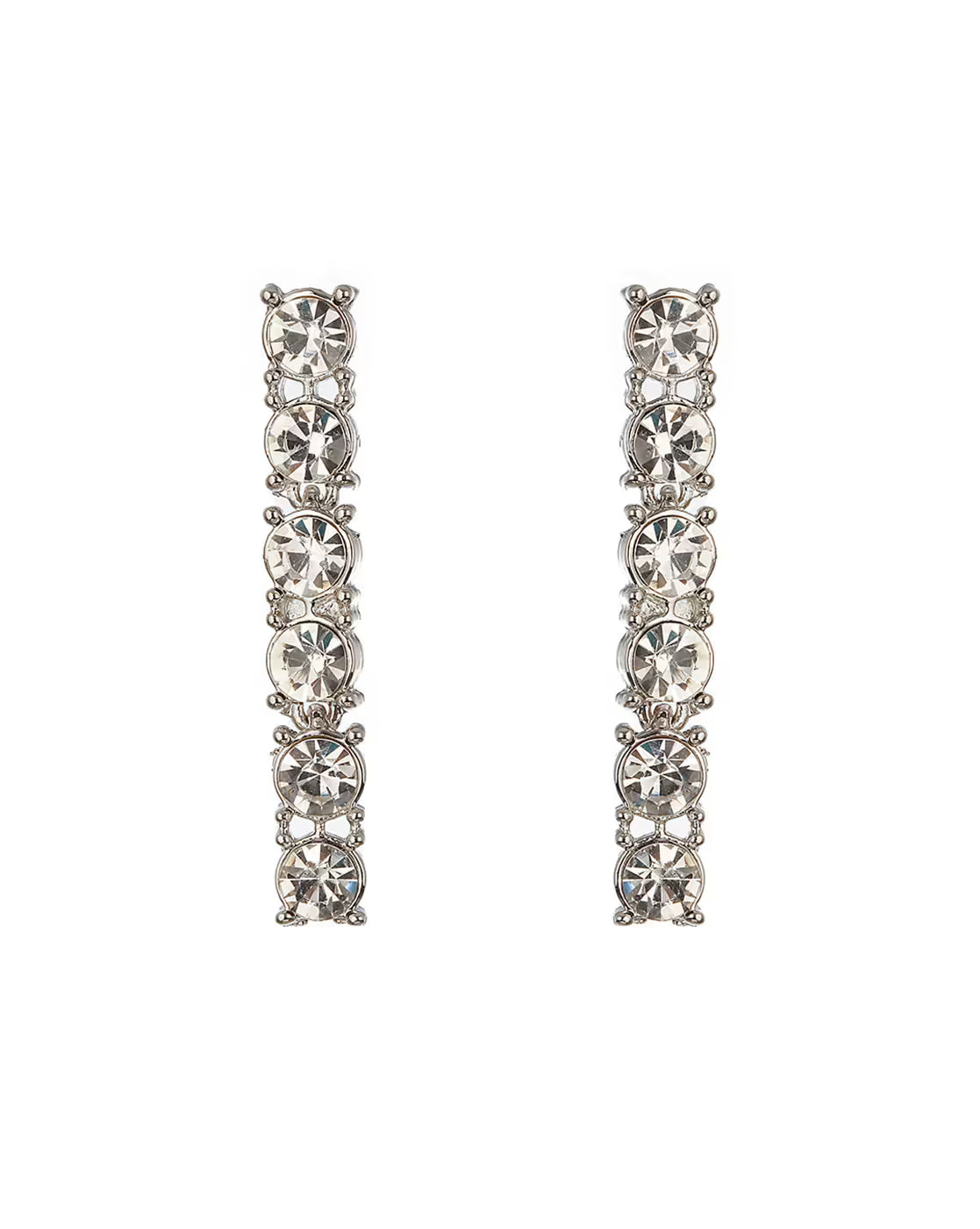 Rhodium-Plated American Diamond-Studded Necklace with Earrings | FS