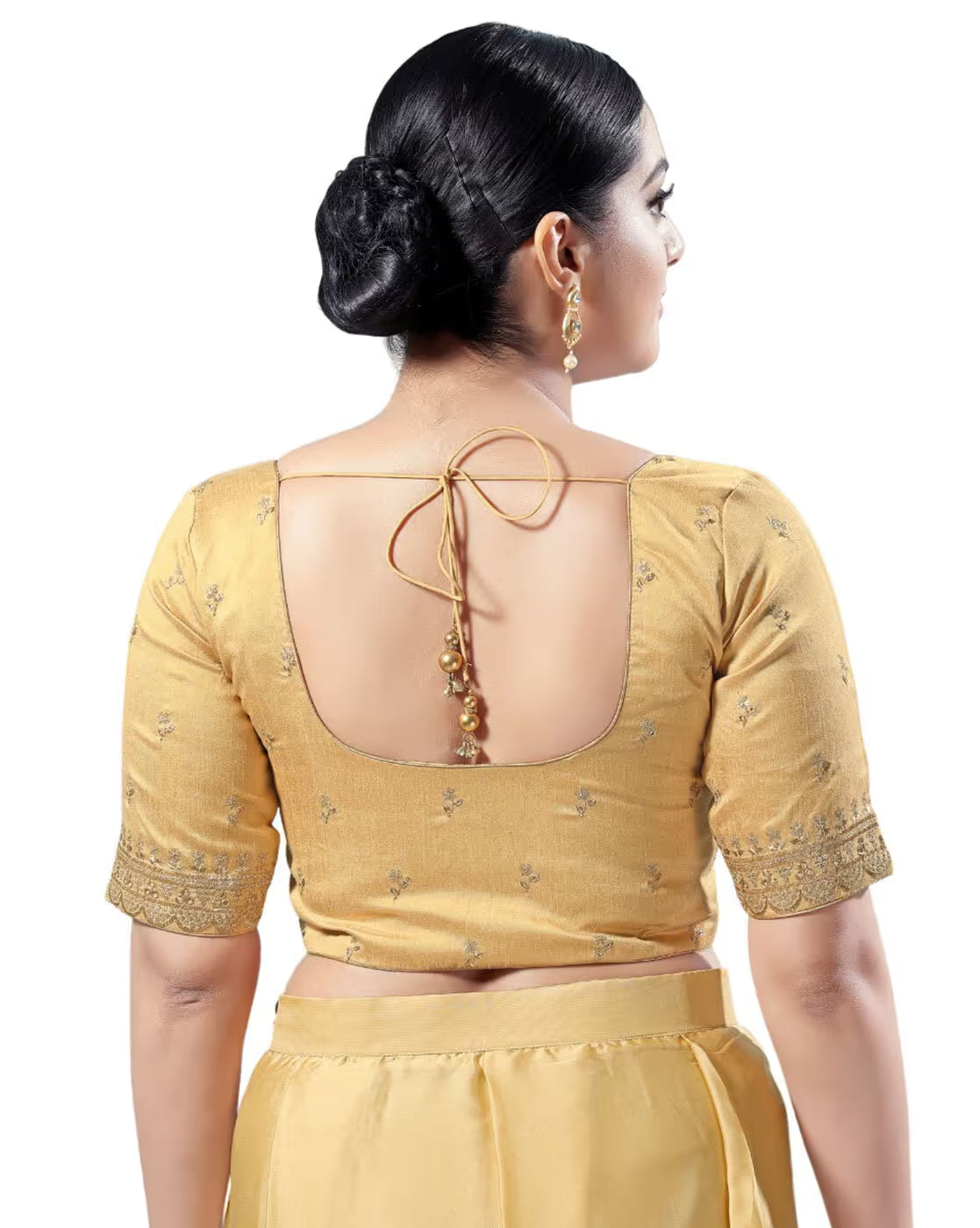 Women Embroidered Round-Nack Front-Open Blouse