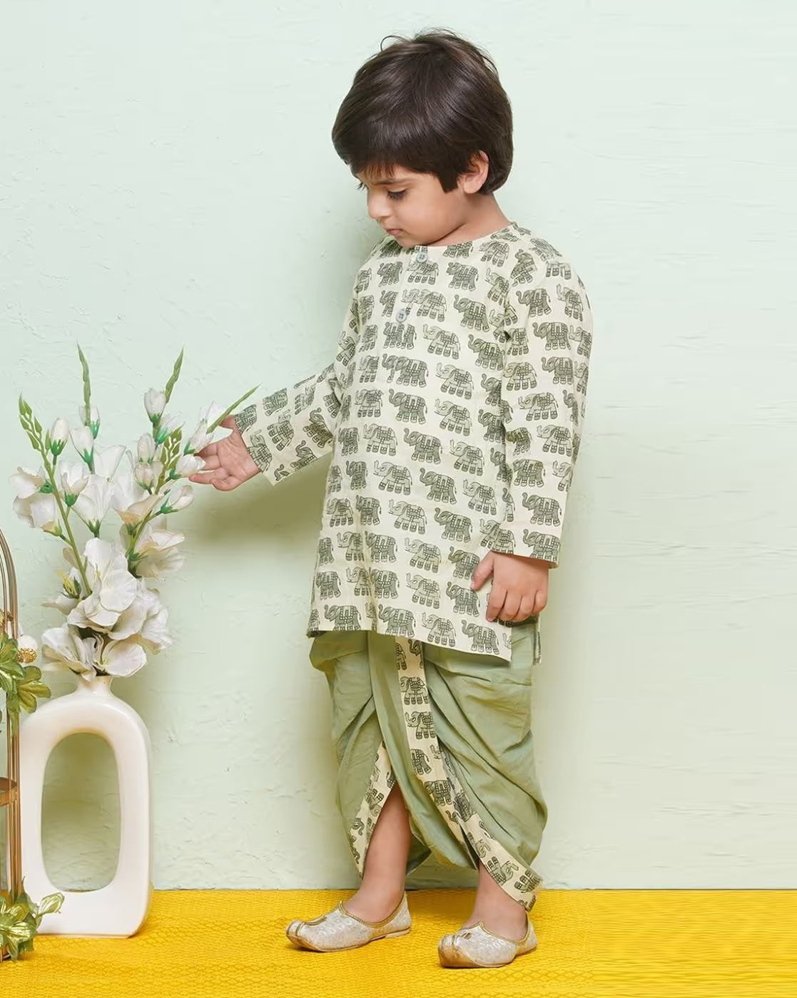Boy Animal Print Kurta & Dhotis Set