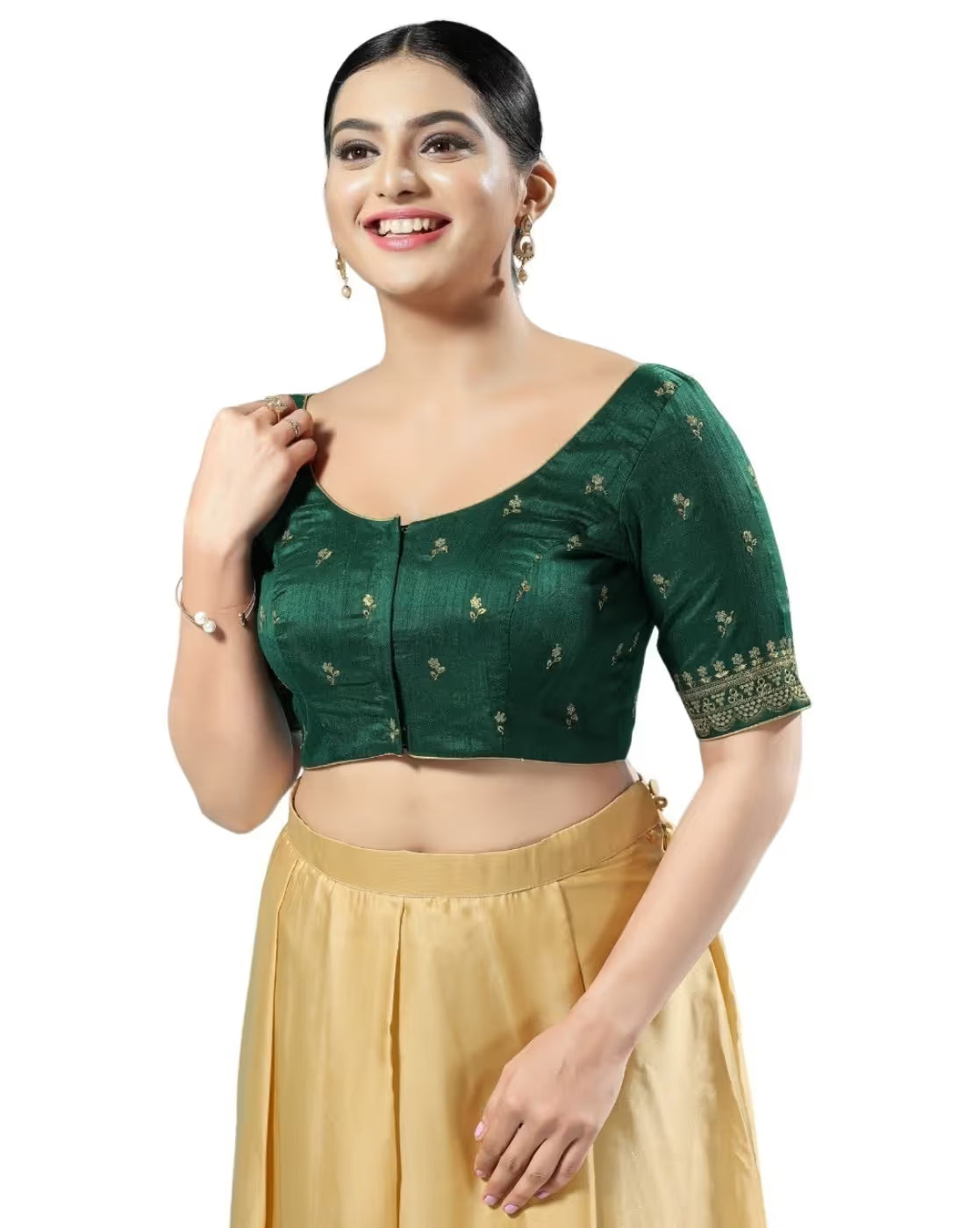 Women Embroidered Front-Open Blouse with Tie-Up Detail
