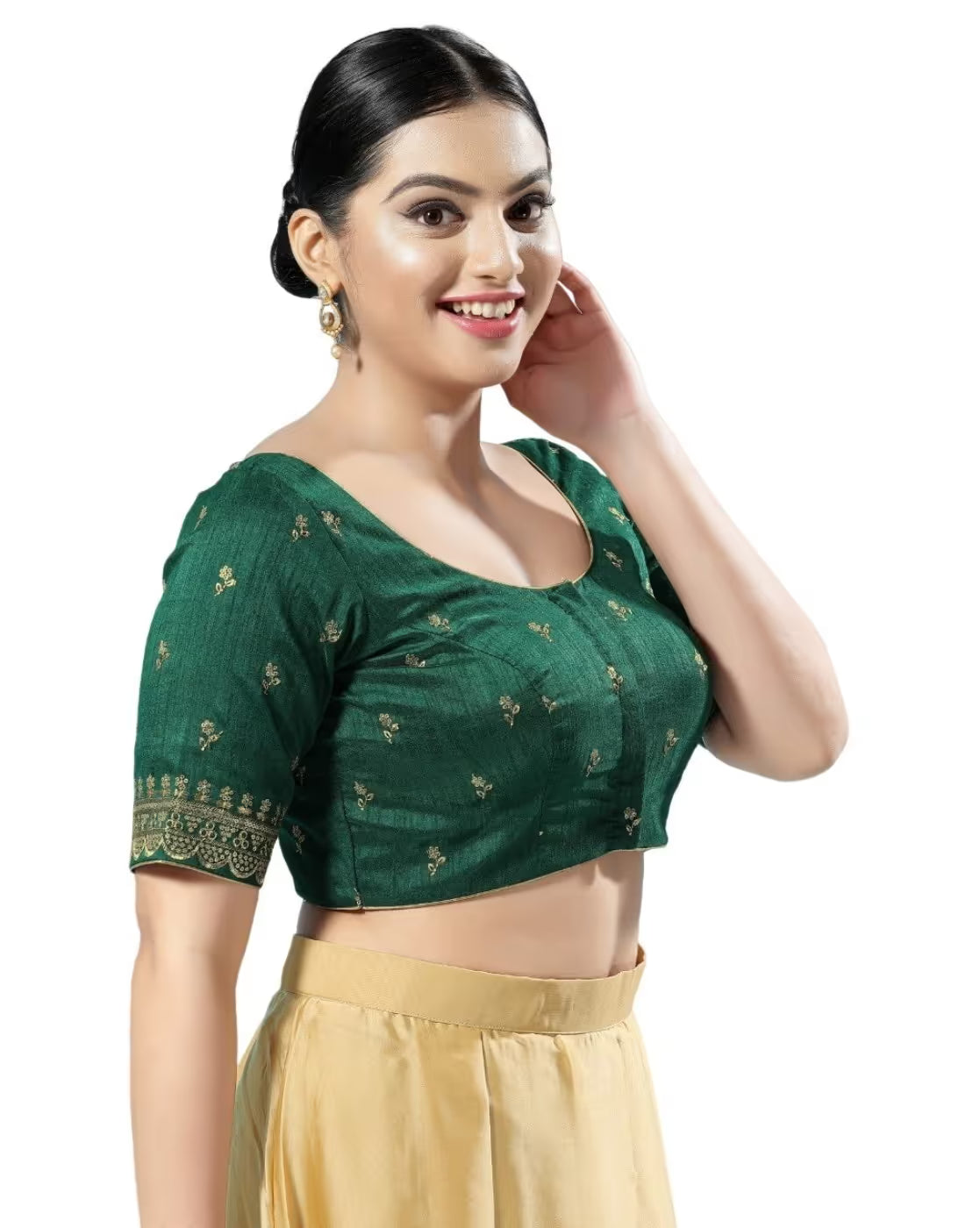 Women Embroidered Front-Open Blouse with Tie-Up Detail