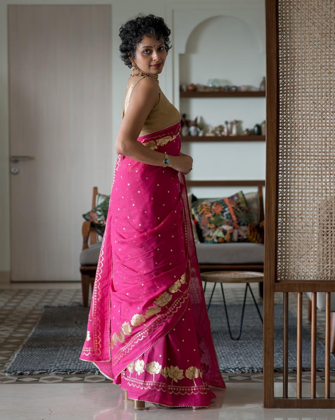 Floral Print Cotton Saree