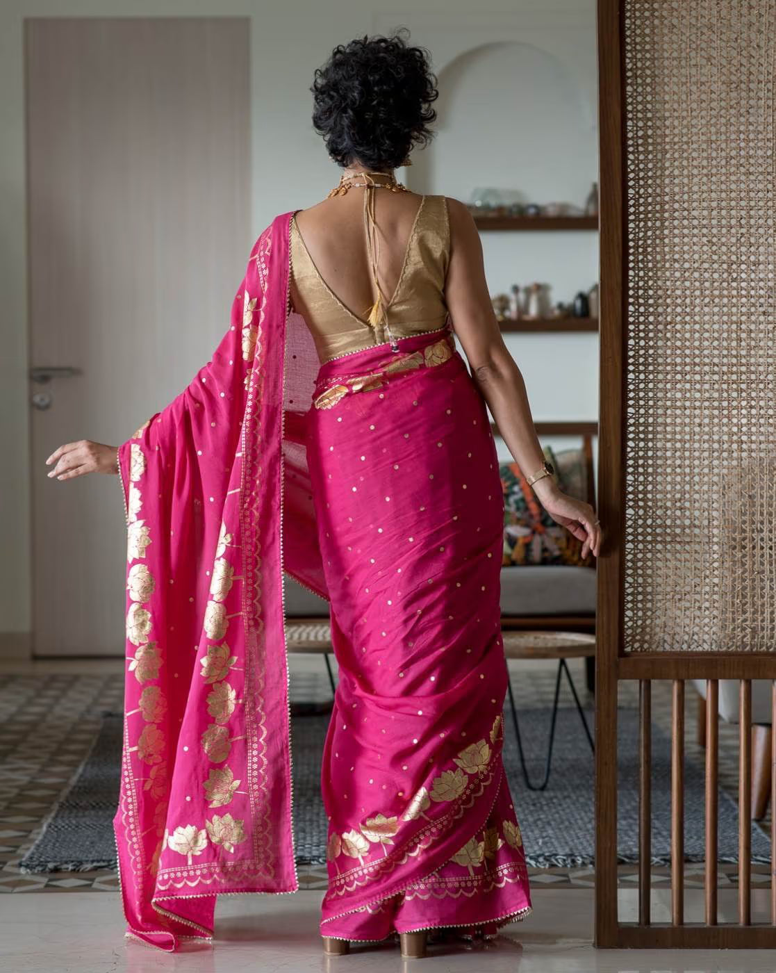 Floral Print Cotton Saree