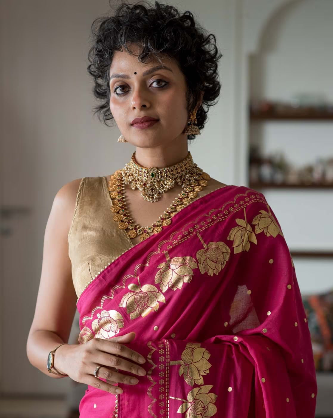 Floral Print Cotton Saree
