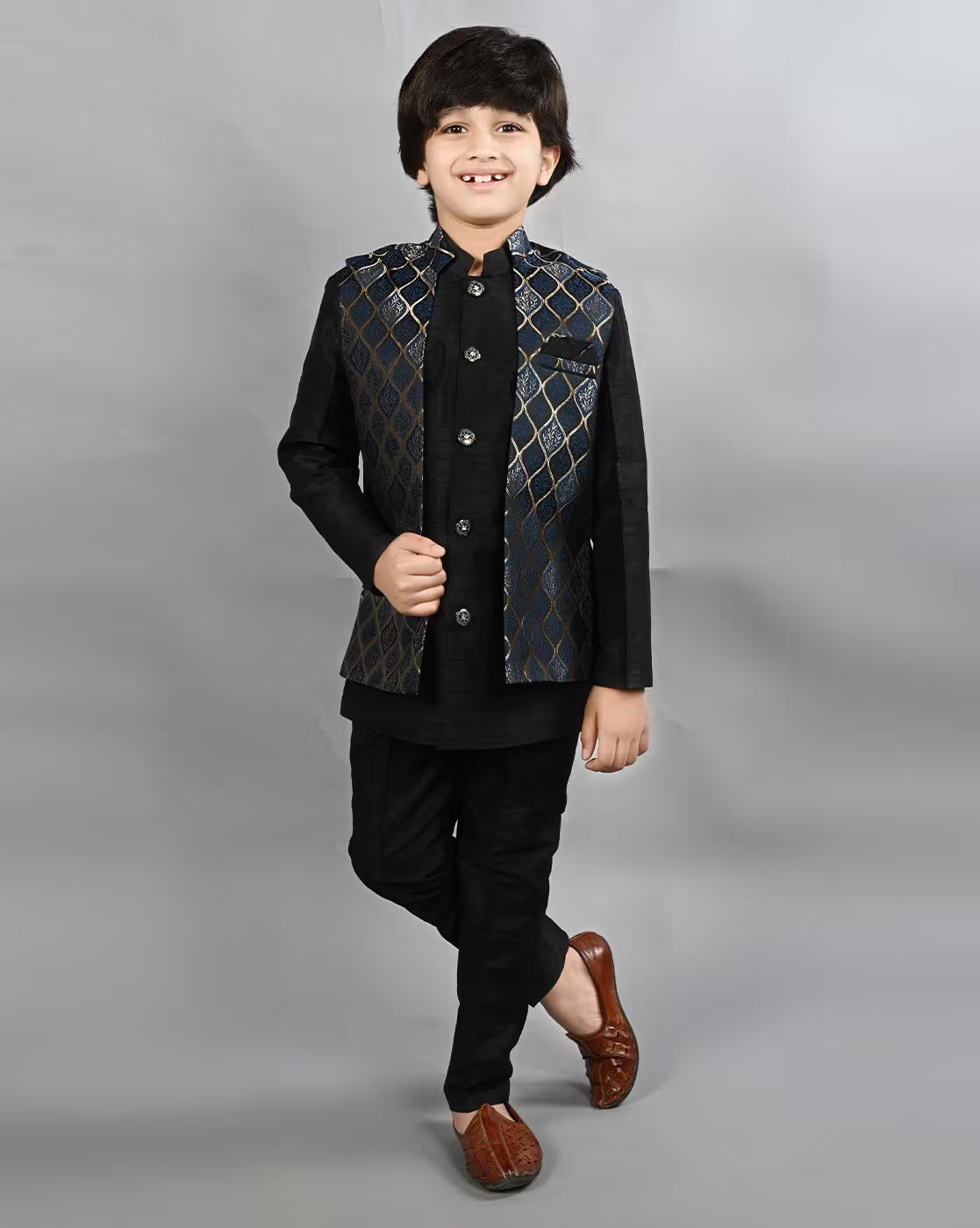 Boys Kurta with Pyjamas & Nehru Jacket
